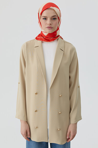 Tuğba Kolu Bant Detaylı Süs Düğmeli Ceket - Su Yeşili