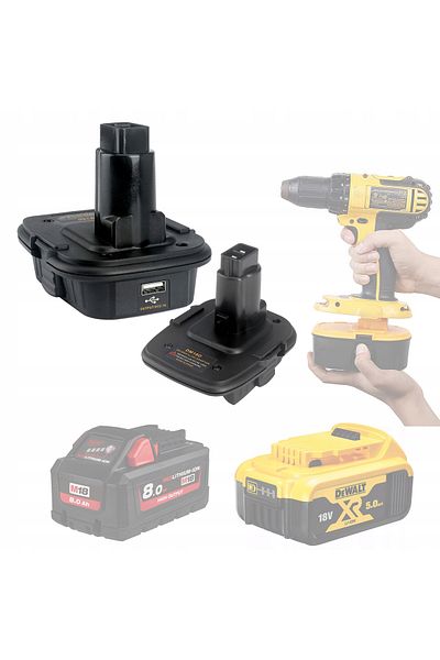Rosfix Adapter Dewalt DCB201 do akumulatorów Dewalt i Milwaukee 18V (DM18D) czarny