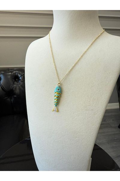 Store Mineli Steel Blue Fish Luck Necklace