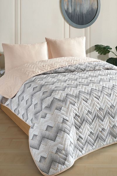 Formeya Einzeln gemustertes, gestepptes, doppelseitiges, buntes Piqué-Tagesdecken-Set, 160 x 230 cm (ohne Laken)