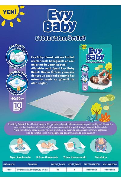 Evy Baby Baby Care Cover 60X60 10 Pieces X 3