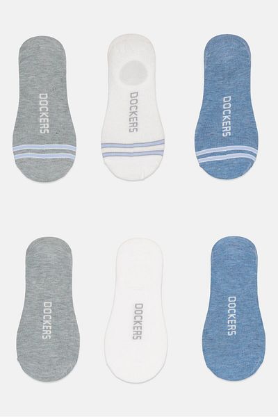 Dockers Men 6 Pairs Brand Logo Silicone Heel Grip Socks, Multicolor