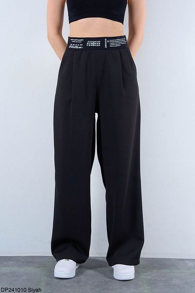My Blog Black Waist Written and Elastic Trousers - 241010