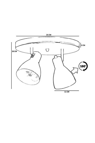 Lumexx OTİS 2 Lİ TEPSİLİ SİYAH PLAFONYER AVİZE