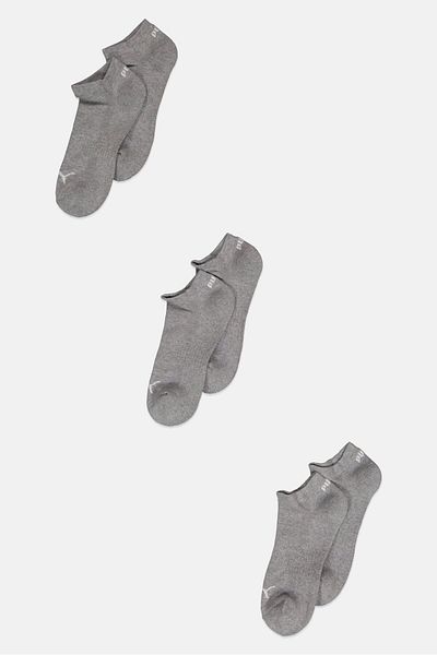 Puma Kids Boy 3 Pair Brand Logo Ankle Socks, Grey