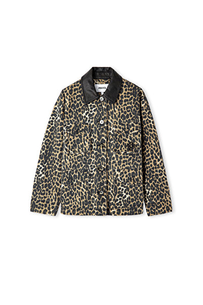 İpekyol Leopar desen non denim mont