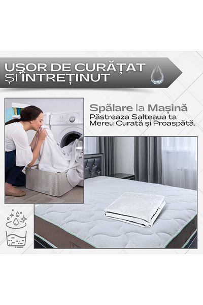 tiam store Mattress Protector Cover 160x200 cm, Waterproof, Quilted, Anti-Dust Mite, White,