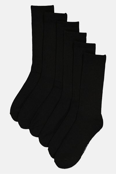 Ben Sherman Men 6 Pairs Brand Logo Crew Cut Socks, Black