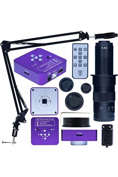 Rosfix Microscop digital Puppis Pink PRO KMPPP-HDMI-USB 51MP cu cameră, braț și lentilă reglabile