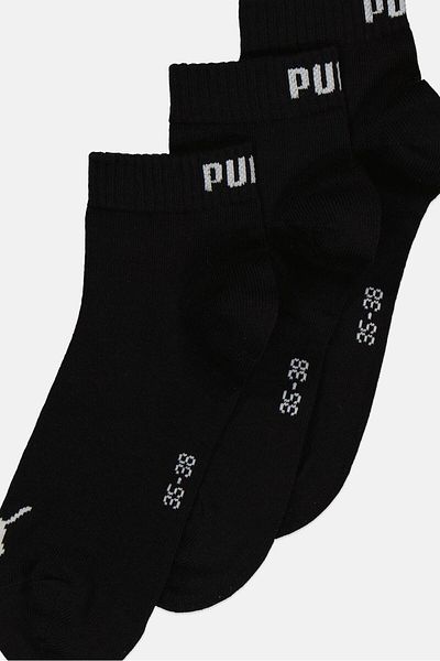 Puma Kids Boy 3 Pair Brand Logo Ankle Socks, Black