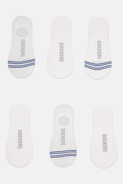 Dockers Men 6 Pairs Brand Logo Silicone Heel Grip Socks, White
