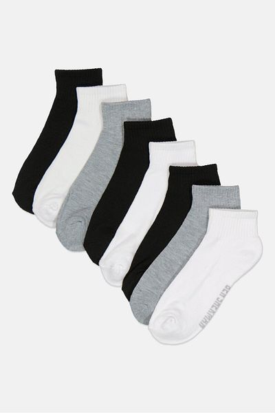 Ben Sherman Men 8 Pairs Brand Logo Quarter Cut Socks, Multicolor