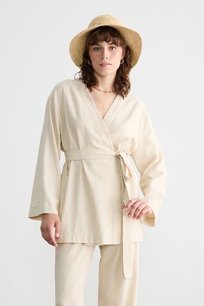 BE BLUE Natural Cotton Linen Kimono