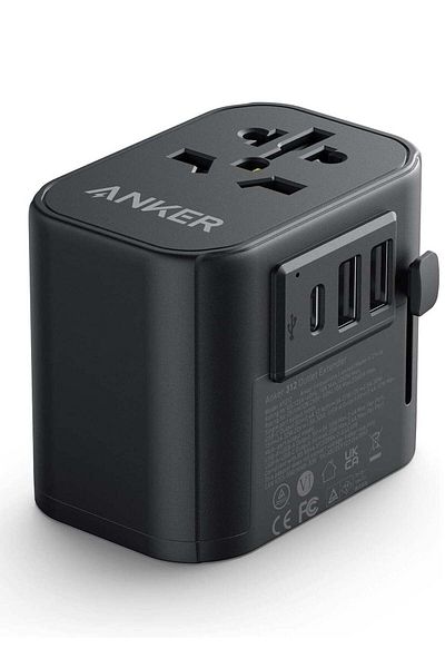 Anker محول سفر PowerExtend بقوة 65 واط مع شاحن USB C - أسود