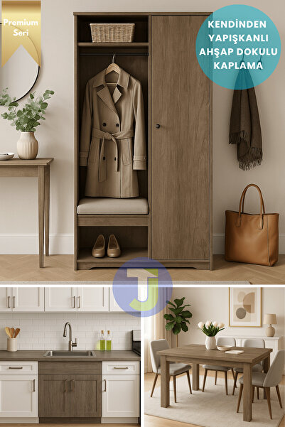 Technojet Premium Seri Kendinden Yapışkanlı Ahşap Desenli PVC Kaplama – 60cmx100cm