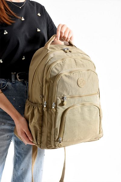 Çanta Sepetim Crinkle Fabric Water Resistant Large Size Clinker School Bag Backpack/Laptop Travel