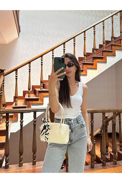 NOTHING Women's Cream Adjustable Strap Scarf and Card Holder Gift Hand and Shoulder Bag Mori