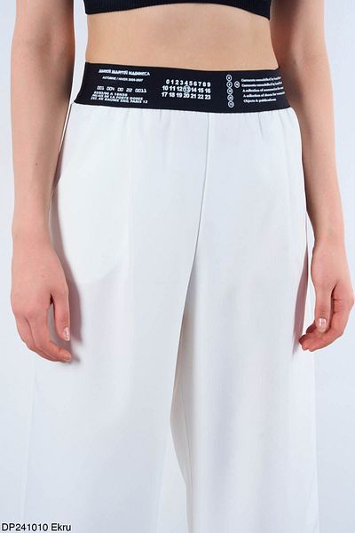 My Blog White Waist Written and Elastic Trousers - 241010