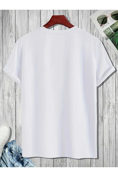 LUNAVISTA Short-Sleeved Round Neck T-Shirt with a Bicycle and a Simple Print