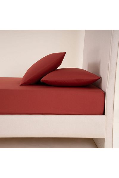 Penelope Laura Percale Easy Care Fitted Sheet Set Coral 120X200+35