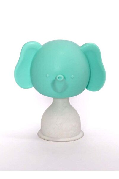 Mommy's Bliss Elephant Rattle Teether – Cyan, Soft & Safe Silicone Teething Toy for Babies