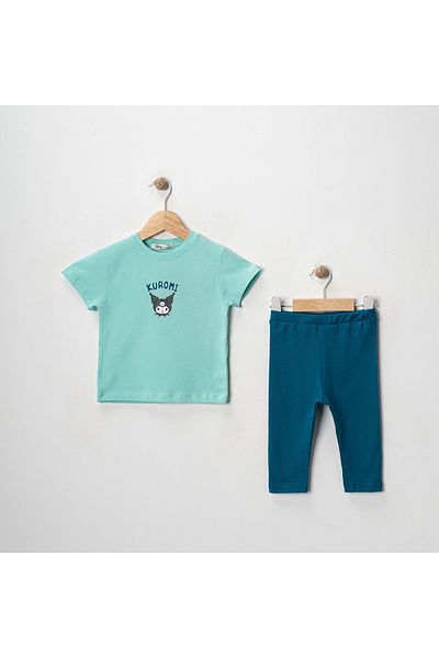 MK Mukko Kids Girls' Kuromi Printed Basic Seasonal/Summer Leggings T-Shirt Bottom Top Set