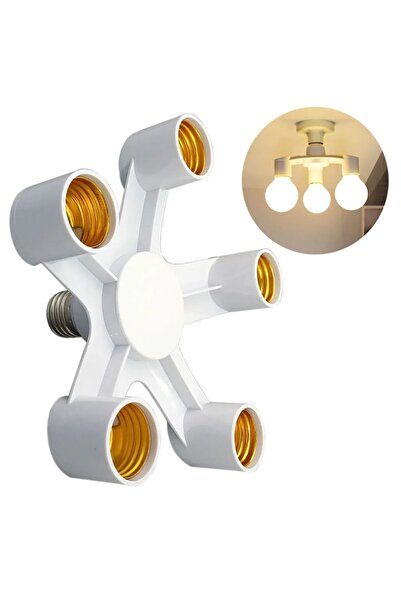 Derwell E 27 5'li Duy - Duy Çoklayıcı - Duy Çoğaltıcı - 5 In 1 E 27 Duy Lamba...