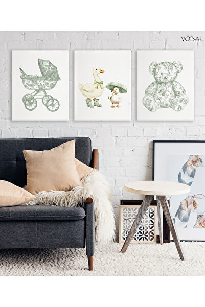 VOBA STORE 3 BUCĂȚI TABLO MDF PENTRU CAMERĂ DE COPII BEAR