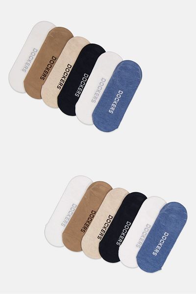 Dockers Men 12 Pairs Brand Logo Silicon Heel Grip Socks, Multicolor