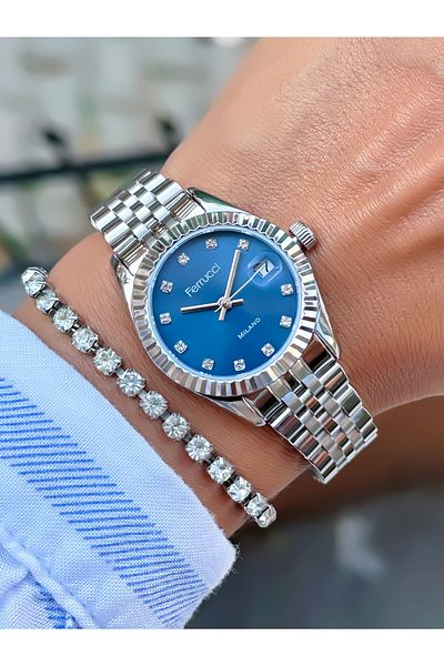 Ferrucci Steel Cord Women's Watch with Calendar 3 Atm Waterproof 2 Years Mechanism Warranty