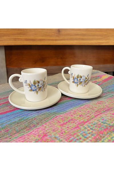 WPAWZ Flower Series Belle Fleur Gold Set of 2 Porcelain Coffee Cups