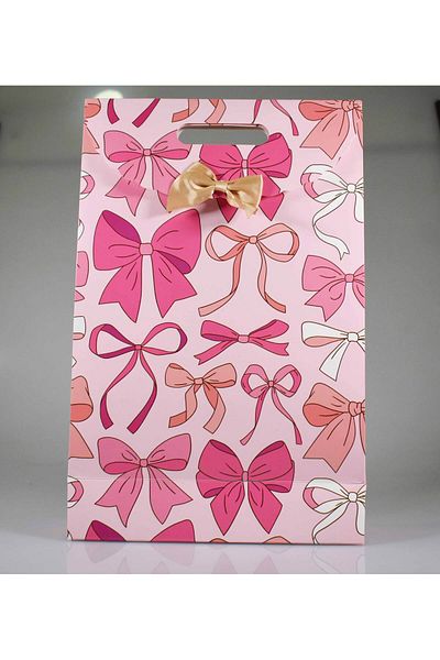 4nio Pink Ribbon Bow Gift Carton Bag