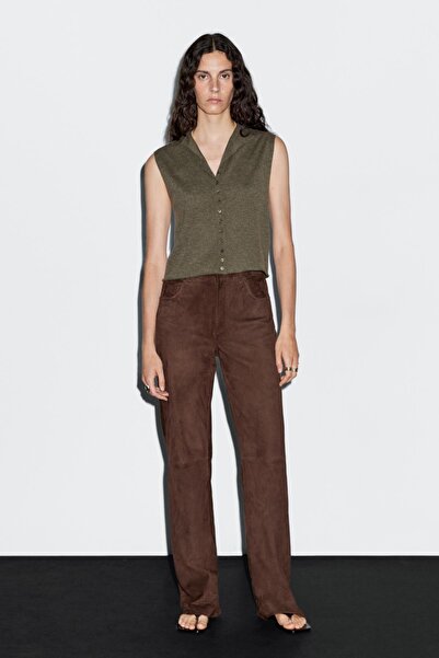 Massimo Dutti Crop yün karışımlı triko süveter