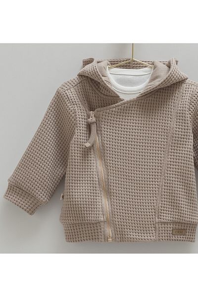 Caramell 3-Piece Baby Set – Hooded Zippered Top, T-Shirt and Pants Waffle Fabric (3-18 Months)