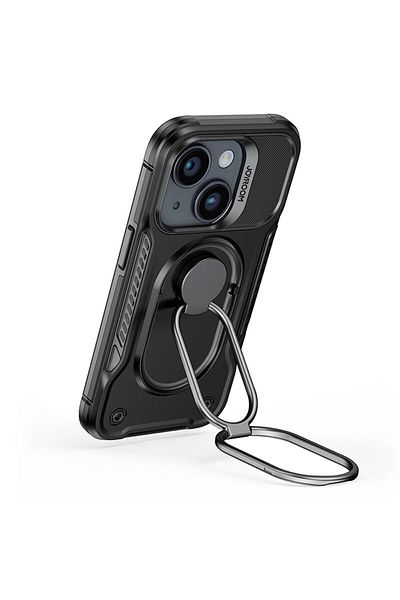 Joyroom Carcasă iPhone 14, carcasă blindată cu suport și inel de susținere, neagră
