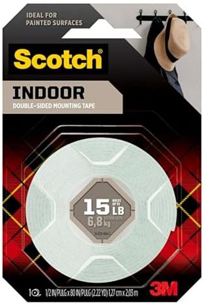 Scotch Indoor Mounting Tape, 1/2-In X 75-In, White, 1-Roll