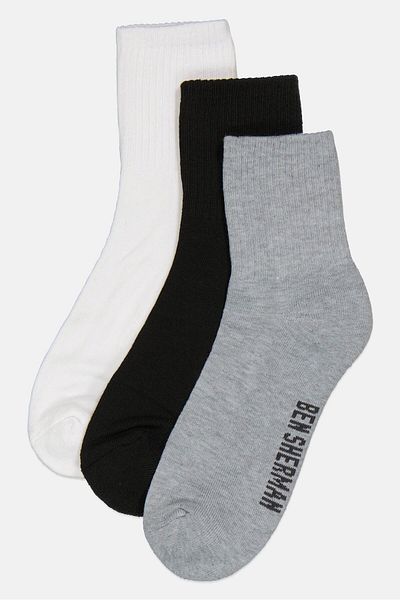 Ben Sherman Men 8 Pairs Brand Logo High Quarter Outdoor Socks, Multicolor