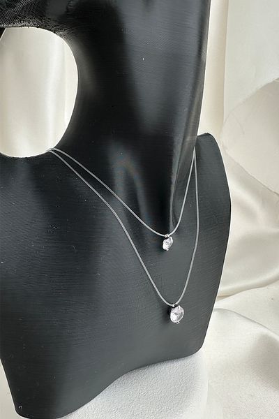 Modex Double Crystal Stone Invisible Fishing Line Ghost Necklace