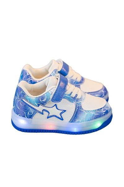 Kidohug Children's shoes with LED lights, Velcro closure, White/Blue