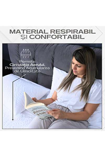 tiam store Husa Protectie Saltea 160x200 cm, Impermeabila, Matlasata, Anti-Acarieni, Alb,