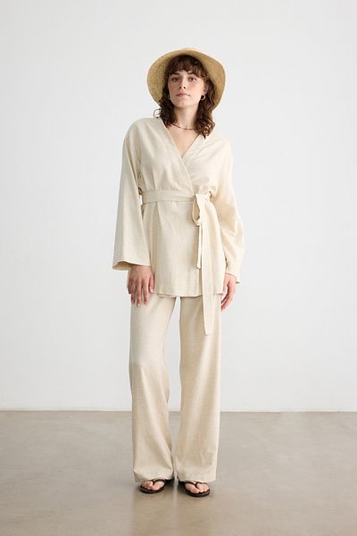 BE BLUE Natural Cotton Linen Kimono