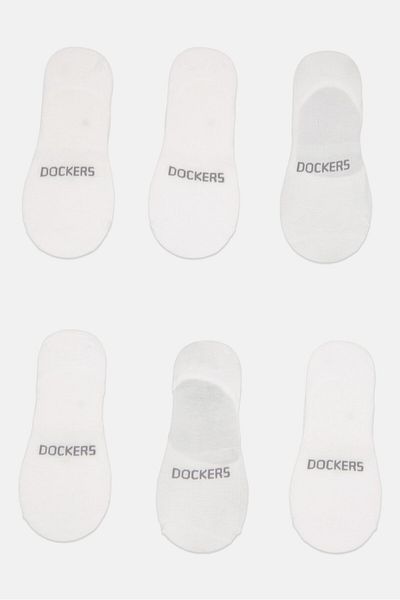 Dockers Men 6 Pairs Brand Logo Mid-Cut Socks, White