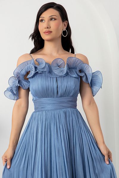 PULLIMM Rochie de seară cu decolteu în formă de inimă și fustă cu volane BAL139