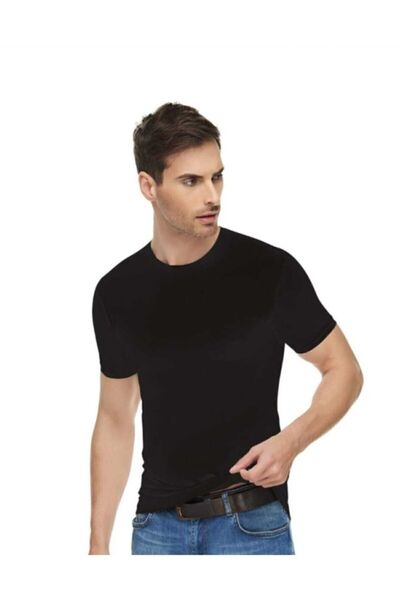 KEYAL Tutku elite men's black combed cotton crew neck undershirt 3-pack