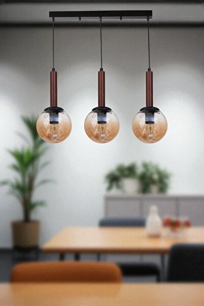 Lumexx IŞIL 3 LÜ SIRALI CEVİZ BAL CAMLI SARKIT