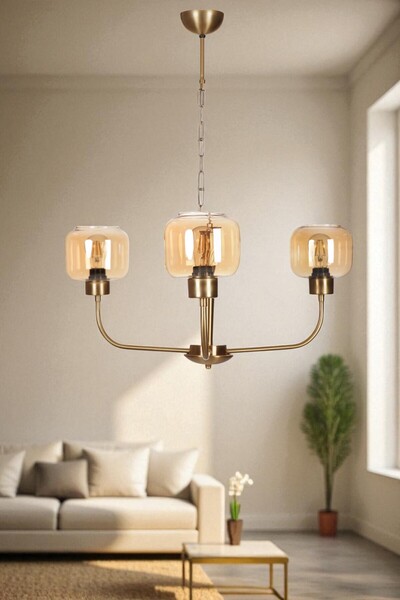 Lumexx APOLLO 3 LÜ ESKİTME BAL CAMLI AVİZE