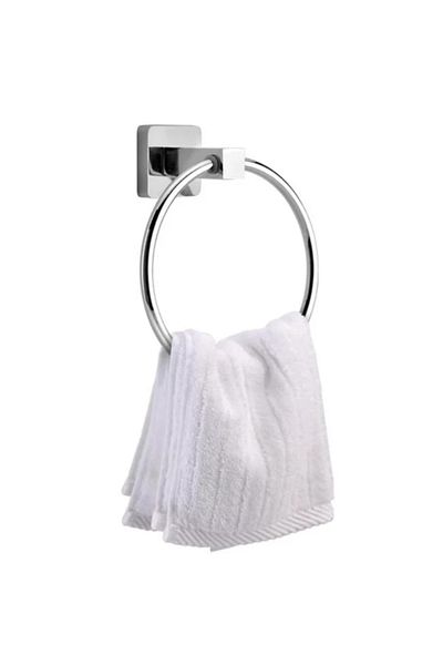 LUXXO Round Towel Holder, Silver Metal