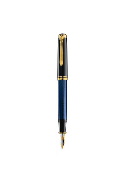 Pelikan Stilou Souveran M800 M, Metal, Peniță din aur de 18k, Ornamente placate cu aur, Culoare Negru-Albastru