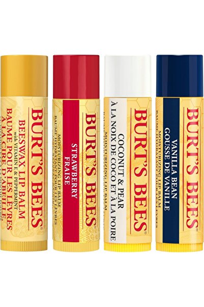 Burt's Bees Lip Balm Multipack, Lip Balm Set, Beeswax, Strawberry, Coconut & Pear, Vanilla Bean, Bes