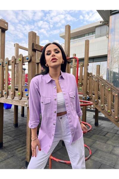 TOSKI Camasa Denim Dama Mov cu Nasturi